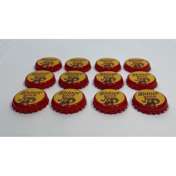 Lot of 12 Ram Head Red Yellow Shiner Bock Texas Beer Bottle Caps Twist Top Lid - Picture 2 of 9